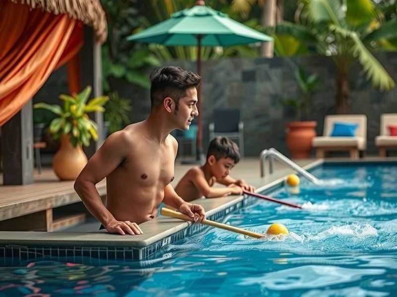 Dhaba Pool Whiz gameplay screenshot showing Indian-themed pool table